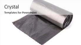 Presentation with garbage - Presentation enhanced with dustbin - roll of garbage bags isolated background and a white colored foreground