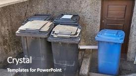  Presentation with waste - Beautiful presentation design featuring dustbin - trash containers for a block backdrop and a dark gray colored foreground