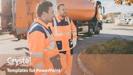  Presentation with underage drinking two teenagers having - PPT theme consisting of dustbin - two garbage removal service workers background and a coral colored foreground