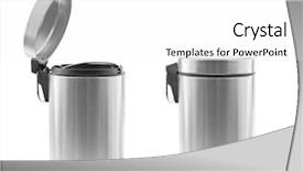  Presentation with energy drinks in metal cans - Amazing slide set having dustbin - two metal trash cans one backdrop and a white colored foreground