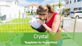  Presentation with waste - Colorful PPT layouts enhanced with dustbin - woman throwing waste paper away backdrop and a  colored foreground