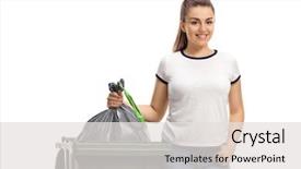  Presentation with plastic bag - Beautiful slide deck featuring dustbin - young girl throwing a plastic backdrop and a light gray colored foreground