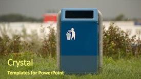  Presentation with public - Audience pleasing PPT theme consisting of dustbin in a public park backdrop and a tawny brown colored foreground