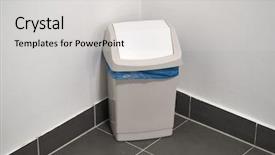  Presentation with smart dustbin - Colorful presentation theme enhanced with dustbin in an office building backdrop and a light gray colored foreground