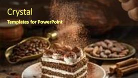  Presentation with cocoa beans - PPT theme with dusting-tiramisu-like-cake background and a tawny brown colored foreground