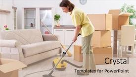  Presentation with pregnant woman cleaning - Cool new theme with dusty - middle-aged woman cleaning new apartment backdrop and a coral colored foreground