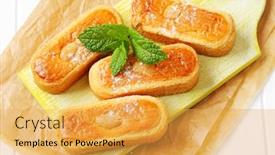  Presentation with almond - Beautiful PPT theme featuring dutch-almond-paste-filled-cookies backdrop and a yellow colored foreground