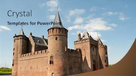  Presentation with dutch - Slides with dutch castle muiderslot in village muiden in holland background and a light blue colored foreground