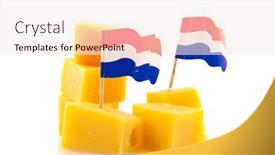  Presentation with snack - PPT layouts consisting of dutch cheese cubes with flag as snack isolated over white background and a sky blue colored foreground