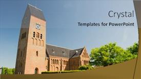  Presentation with dutch - Slide deck featuring dutch-church-in-small-village background and a light blue colored foreground
