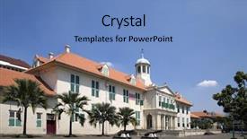  Presentation with colonial - Colorful presentation design enhanced with dutch colonial building 1 backdrop and a teal colored foreground