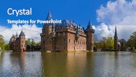  Presentation with english castle - Audience pleasing presentation design consisting of dutch history - de haar castle near utrecht backdrop and a  colored foreground