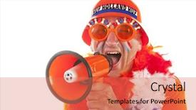  Presentation with dutch - Cool new presentation theme with dutch man as soccer supporter with megaphone backdrop and a coral colored foreground