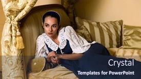  Presentation with golden woman - Audience pleasing PPT theme consisting of dutch-master-style-portrait backdrop and a wine colored foreground