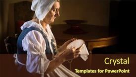  Presentation with embroidery - Beautiful PPT theme featuring dutch-master-style-portrait backdrop and a tawny brown colored foreground