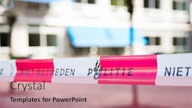  Presentation with crime scene tape - Amazing presentation theme having dutch police line do not cross red plastic tape on a crime scene with text no trespassing police backdrop and a coral colored foreground