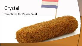  Presentation with snack - PPT theme featuring dutch snack called kroket with a dutch flag toothpick on a white background background and a white colored foreground