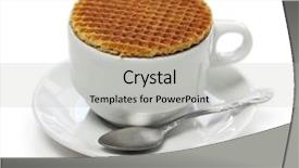  Presentation with dutch - Cool new PPT theme with dutch stroopwafel caramel waffle and coffee isolated on white background backdrop and a light gray colored foreground