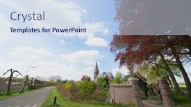  Presentation with dutch - PPT theme consisting of dutch-village-with-church background and a sky blue colored foreground
