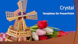  Presentation with tulips - Amazing PPT layouts having dutch windmill and bouquet tulips backdrop and a  colored foreground