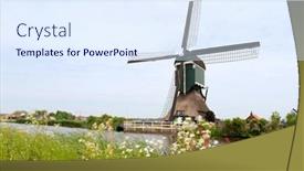  Presentation with windmill - Colorful PPT layouts enhanced with dutch-windmill-in-typical-hollands backdrop and a sky blue colored foreground