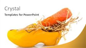  Presentation with dutch sinterklaas - Theme consisting of dutch wooden shoe with straw and carrot for the horse from sinterklaas background and a white colored foreground