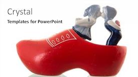  Presentation with dutch - PPT theme consisting of dutch-wooden-shoes-with-kissing background and a white colored foreground