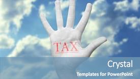  Presentation with blue sky - Beautiful slide deck featuring excise duty - tax concept woman's hand backdrop and a teal colored foreground