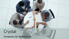  Presentation with round table - Colorful PPT theme enhanced with job vacancy free - top view creative business group backdrop and a light gray colored foreground