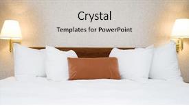  Presentation with bed hotel - Beautiful PPT theme featuring duvet cover - hotel bed backdrop and a  colored foreground