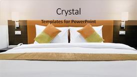  Presentation with bed hotel - Slide set having duvet cover - hotel bed background and a coral colored foreground