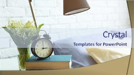  Presentation with alarm - Audience pleasing theme consisting of duvet cover - lamp books and alarm clock backdrop and a sky blue colored foreground