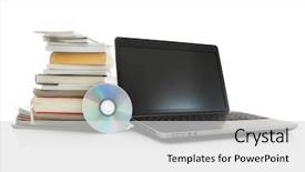  Presentation with books - Colorful slide set enhanced with dvd - books and laptop backdrop and a light gray colored foreground