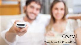  Presentation with remote - PPT theme having dvd - couple using a remote control background and a lemonade colored foreground