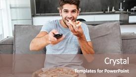  Presentation with happy sad face man - Slide deck consisting of dvd - photo of young happy man background and a coral colored foreground