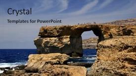  Presentation with malta - Presentation design enhanced with dwejra landmark in the island of gozo malta background and a ocean colored foreground