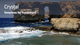  Presentation with malta - Presentation design having dwejra landmark in the island of gozo malta background and a ocean colored foreground