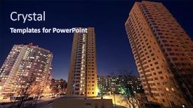  Presentation with dwelling - Amazing slide set having dwelling-district-with-skyscraper backdrop and a navy blue colored foreground