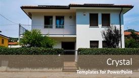  Presentation with dwelling - Colorful presentation theme enhanced with dwelling-house-in-este-italy backdrop and a coral colored foreground