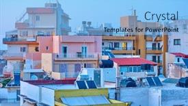  Presentation with dwelling - Amazing presentation theme having dwelling-houses-in-heraklion backdrop and a light blue colored foreground