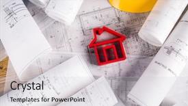  Presentation with augmented reality in construction industry - Audience pleasing presentation consisting of dwelling place - house under construction blueprints backdrop and a light gray colored foreground