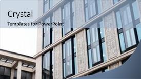  Presentation with bullseye center goal success business - PPT theme enhanced with dwelling place - modern business center summer day background and a  colored foreground