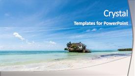  Presentation with seashore - Beautiful PPT theme featuring dwelling place - picturesque view of the rock backdrop and a teal colored foreground