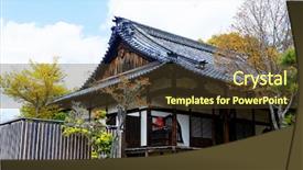 Presentation with traditional japan - Beautiful PPT layouts featuring dwelling place - traditional wooden house japan backdrop and a tawny brown colored foreground