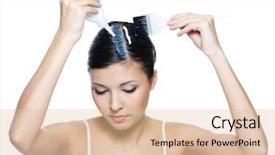  Presentation with real woman hair texture human - Slide deck consisting of beautiful young woman dyeing hairs background and a lemonade colored foreground