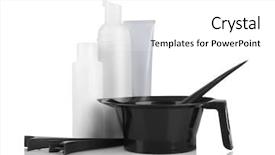  Presentation with professional - Presentation theme having dye - professional hairdresser kit isolated background and a white colored foreground
