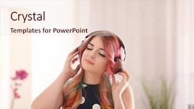  Presentation with colorful music - Audience pleasing slide set consisting of dyed hair listening to music backdrop and a lemonade colored foreground