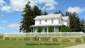  Presentation with farm house - Beautiful slide set featuring dyersville-iowa-august-20-2015 backdrop and a gold colored foreground