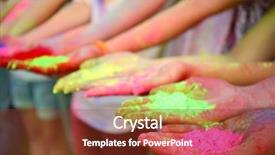  Presentation with indian festival - Beautiful PPT theme featuring dyes on holi color festival backdrop and a tawny brown colored foreground
