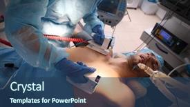  Presentation with save - Presentation design consisting of dying - doctor trying to save patient's background and a ocean colored foreground